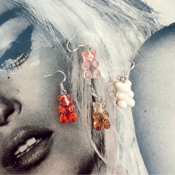 .925 STERLING SILVER Gummy Bear earrings - Picture 1 of 5